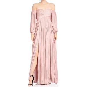 HALSTON HERITAGE Off-the-Shoulder Pleated Gown NWT
